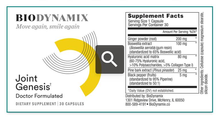 Joint Genesis Supplement Facts